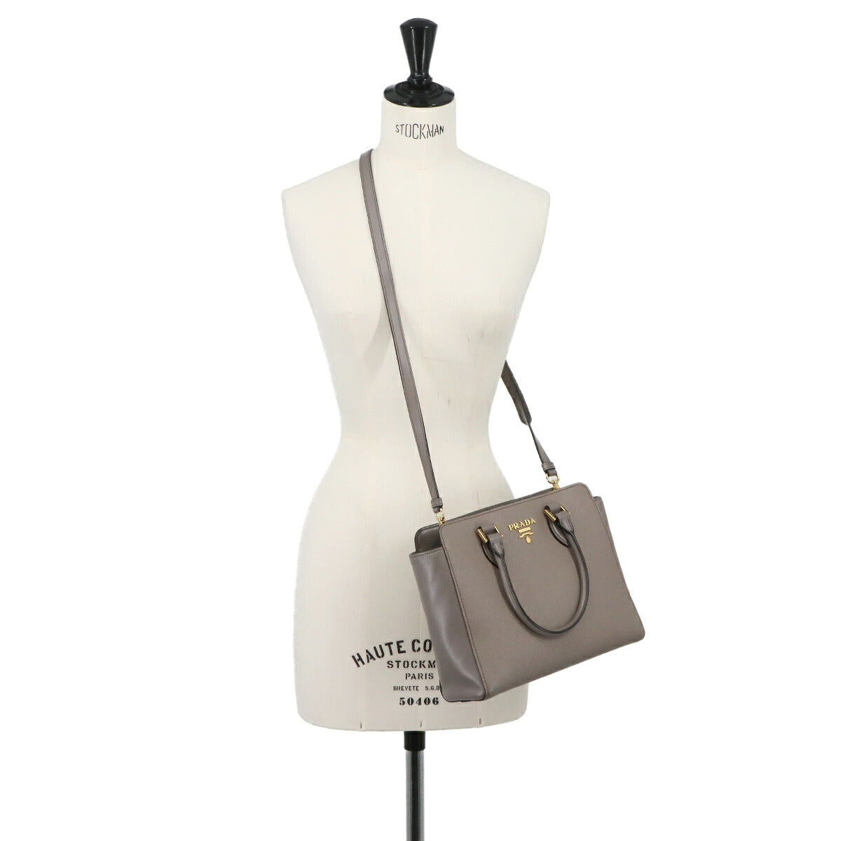 2way Hand Shoulder Bag Saffiano Leather Gray 1BA113
