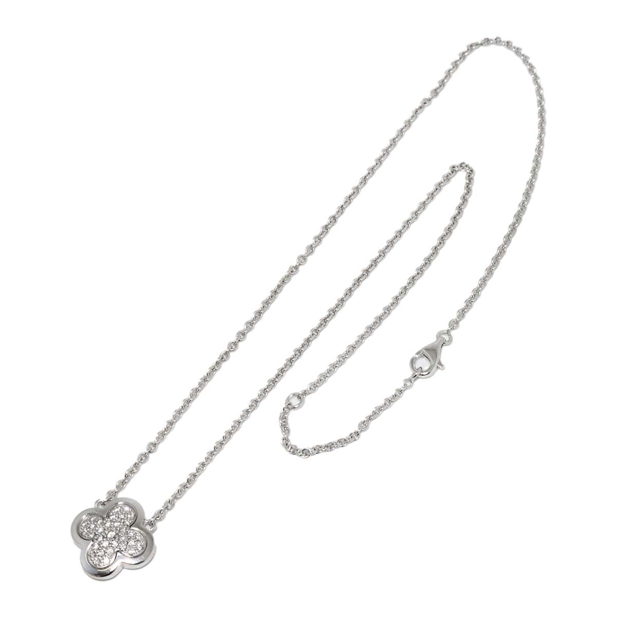 Pure Alhambra Diamond Necklace 18K White Gold 750