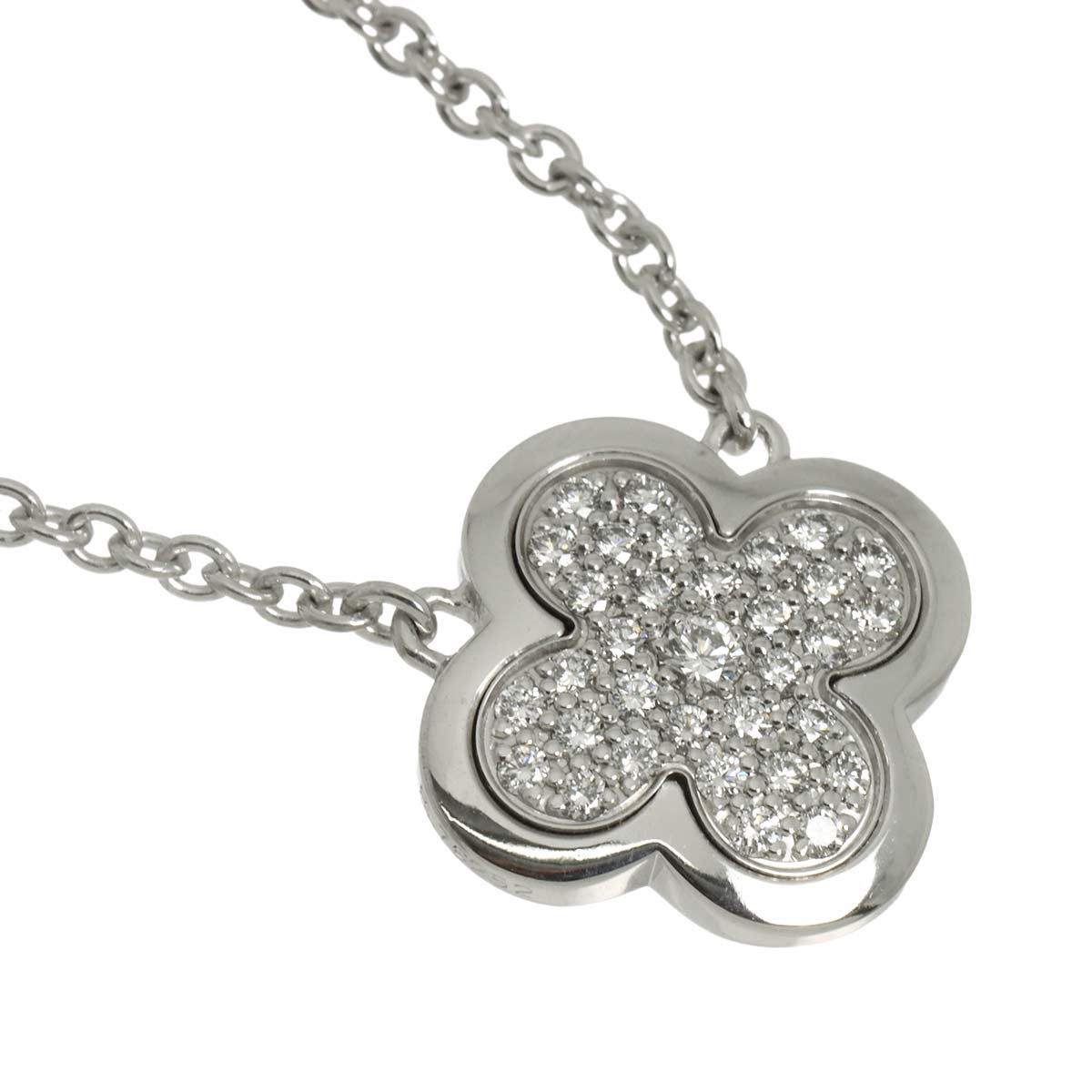 Pure Alhambra Diamond Necklace 18K White Gold 750