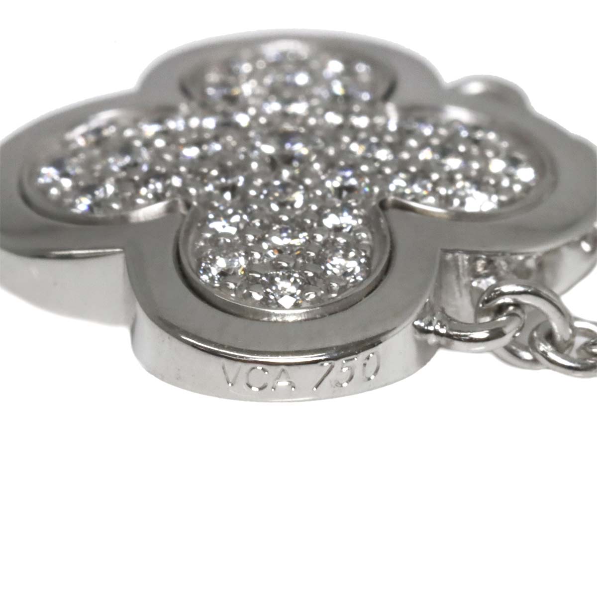 Pure Alhambra Diamond Necklace 18K White Gold 750