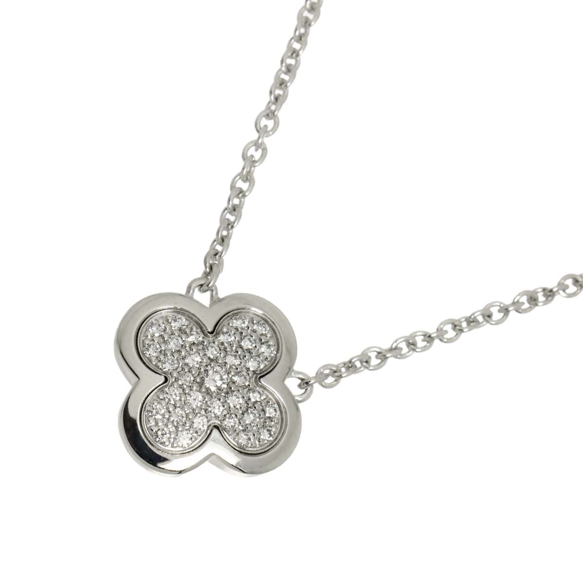 Pure Alhambra Diamond Necklace 18K White Gold 750