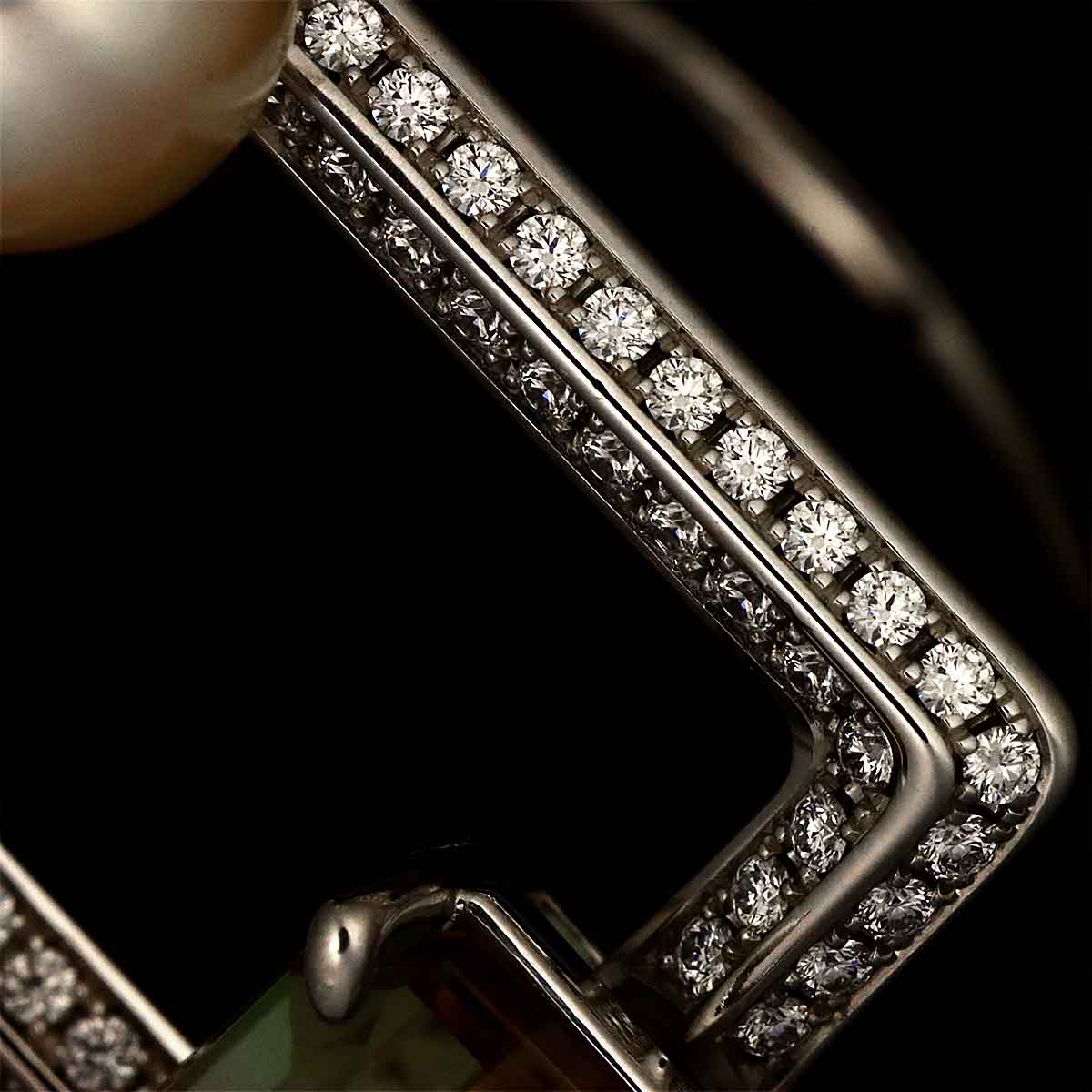 Tourmaline 4.29ct Diamond 0.29ct Pearl Ring 18K WG Size8.25(US)