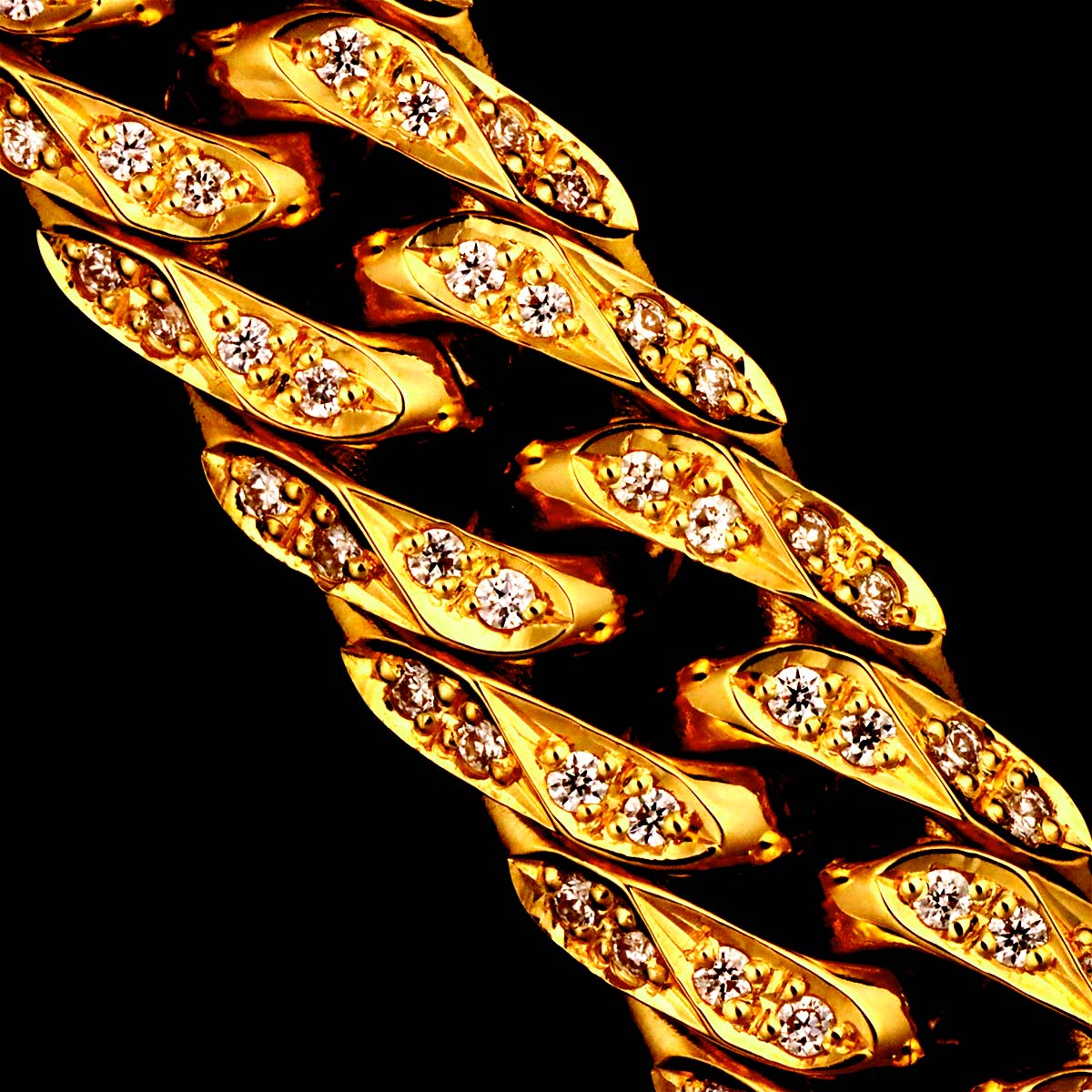 MIAMI LINK CHAIN Diamond 1.00ct Bracelet 18K Yellow Gold 750