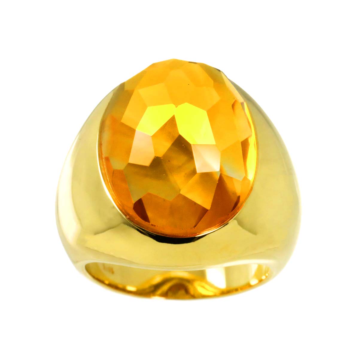 Citrine Ring 18K YG Yellow Gold 750 Size7.25(US)