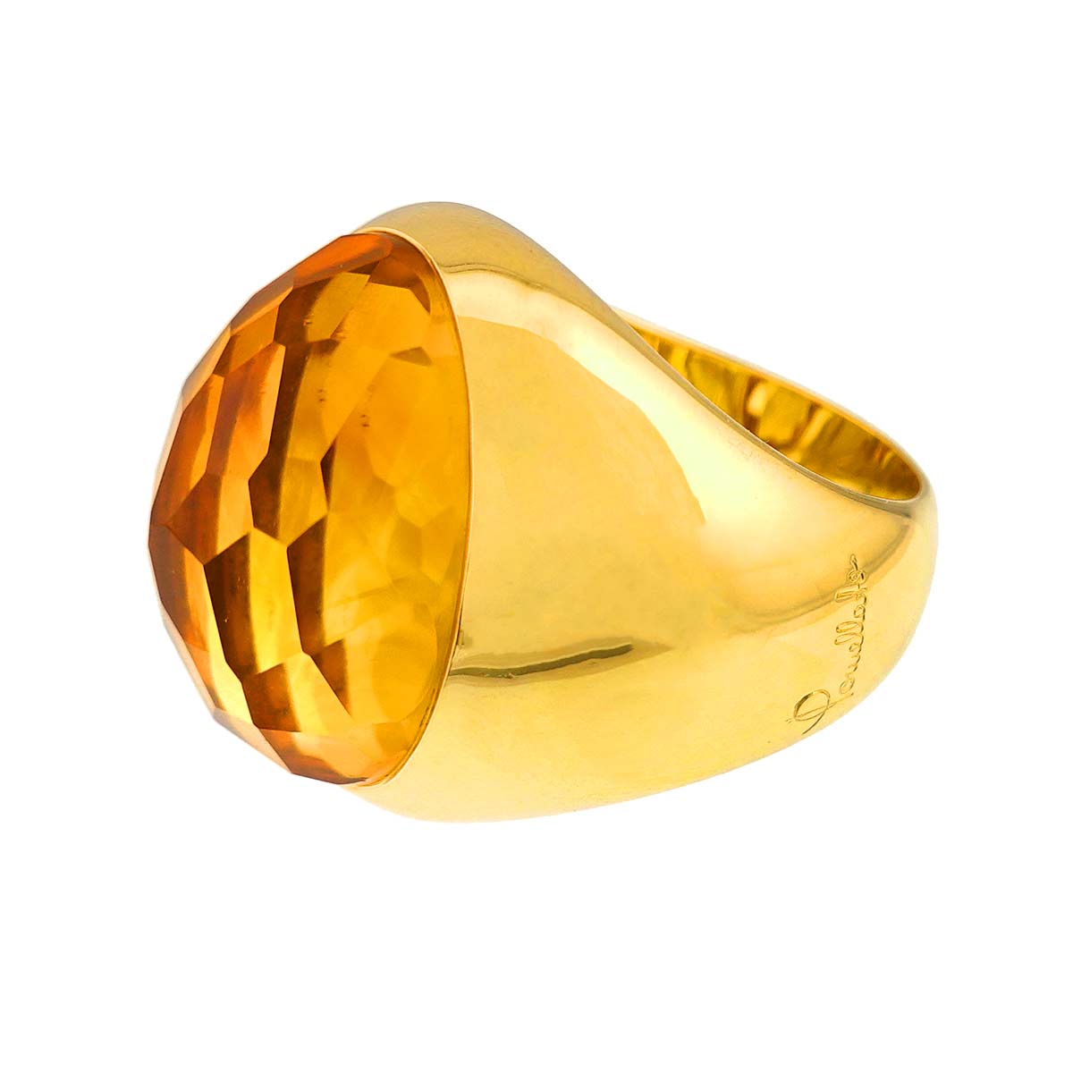 Citrine Ring 18K YG Yellow Gold 750 Size7.25(US)