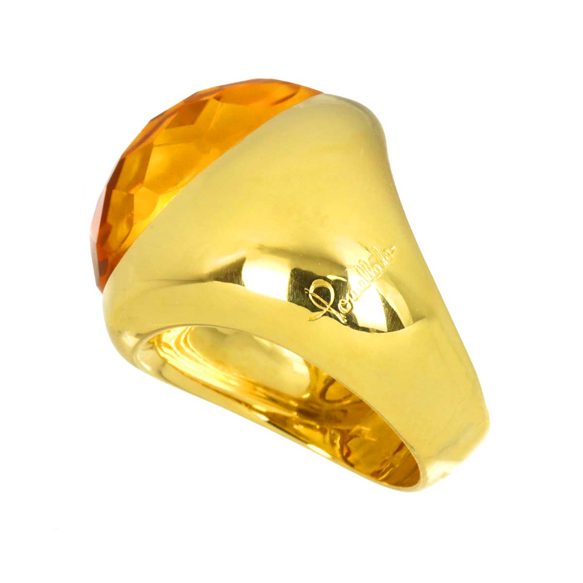Citrine Ring 18K YG Yellow Gold 750 Size7.25(US)