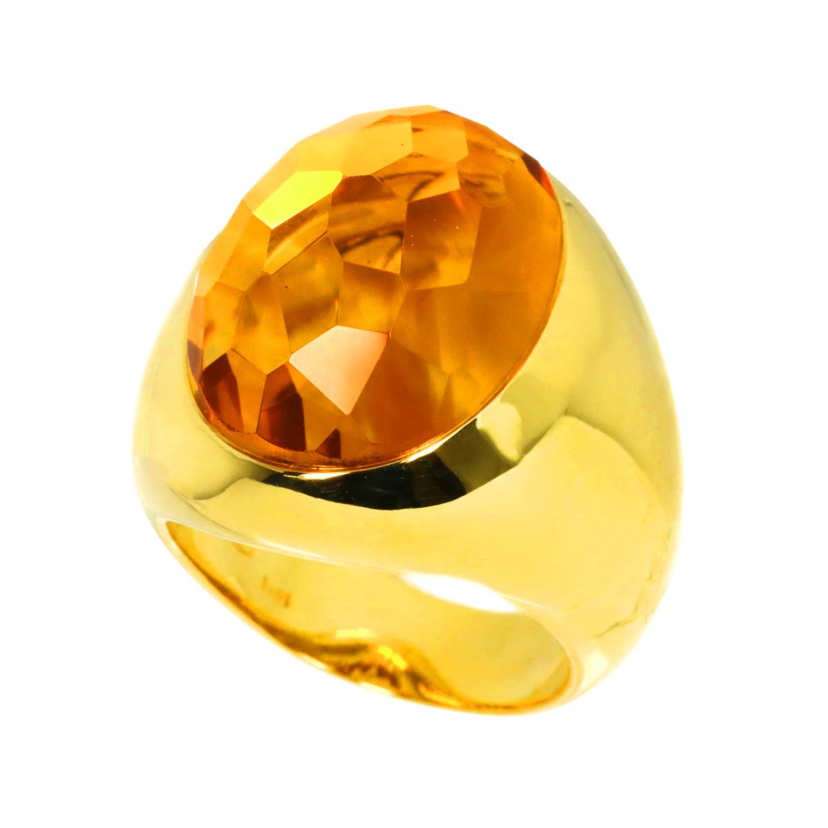 Citrine Ring 18K YG Yellow Gold 750 Size7.25(US)