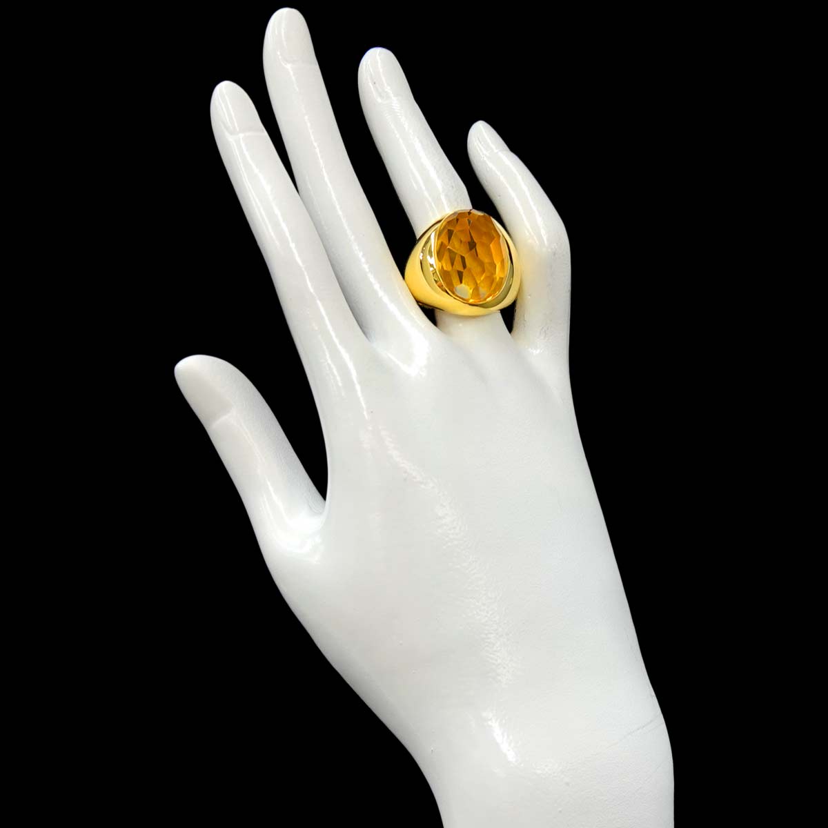 Citrine Ring 18K YG Yellow Gold 750 Size7.25(US)