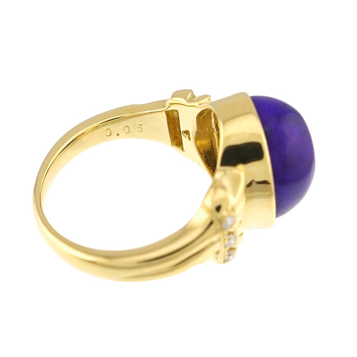 Lapis Lazuli Diamond 0.05ct Ring 18K YG 750 Size4.75-5(US)