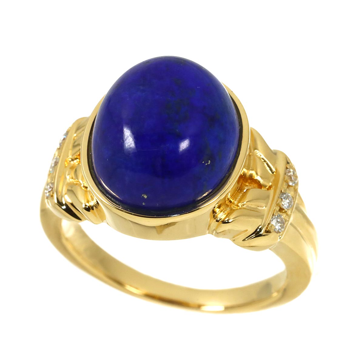 Lapis Lazuli Diamond 0.05ct Ring 18K YG 750 Size4.75-5(US)