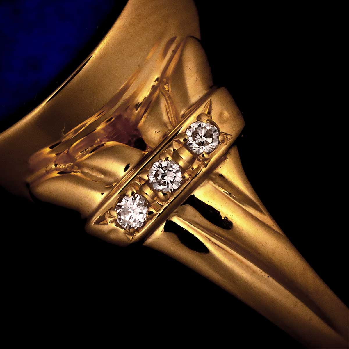 Lapis Lazuli Diamond 0.05ct Ring 18K YG 750 Size4.75-5(US)
