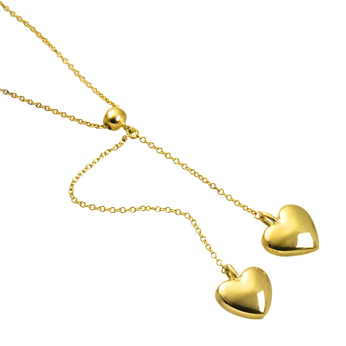 Puff Heart Drop Necklace 18K Yellow Gold 750