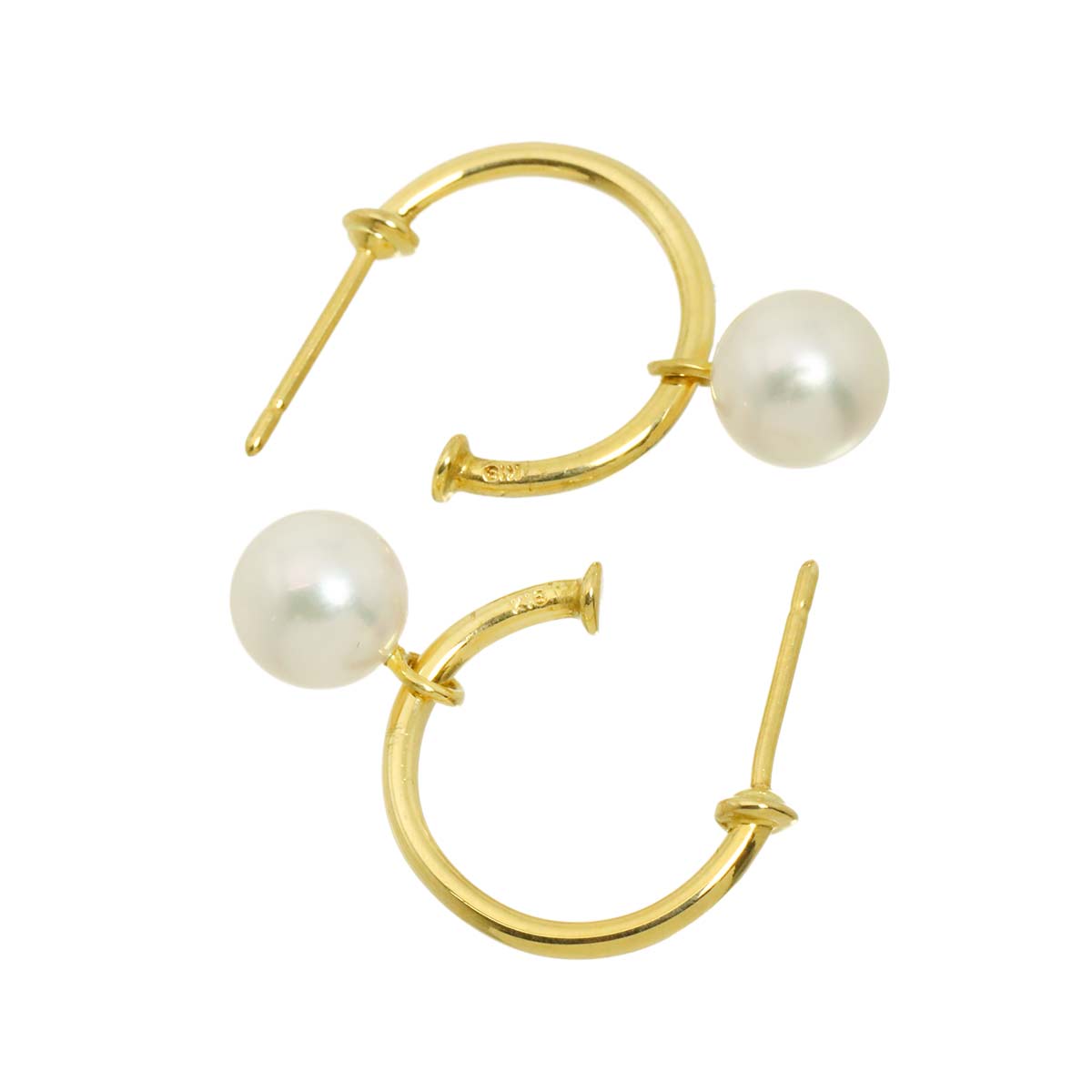 Akoya Pearl 7.0mm Earrings Pierced 18K YG 750