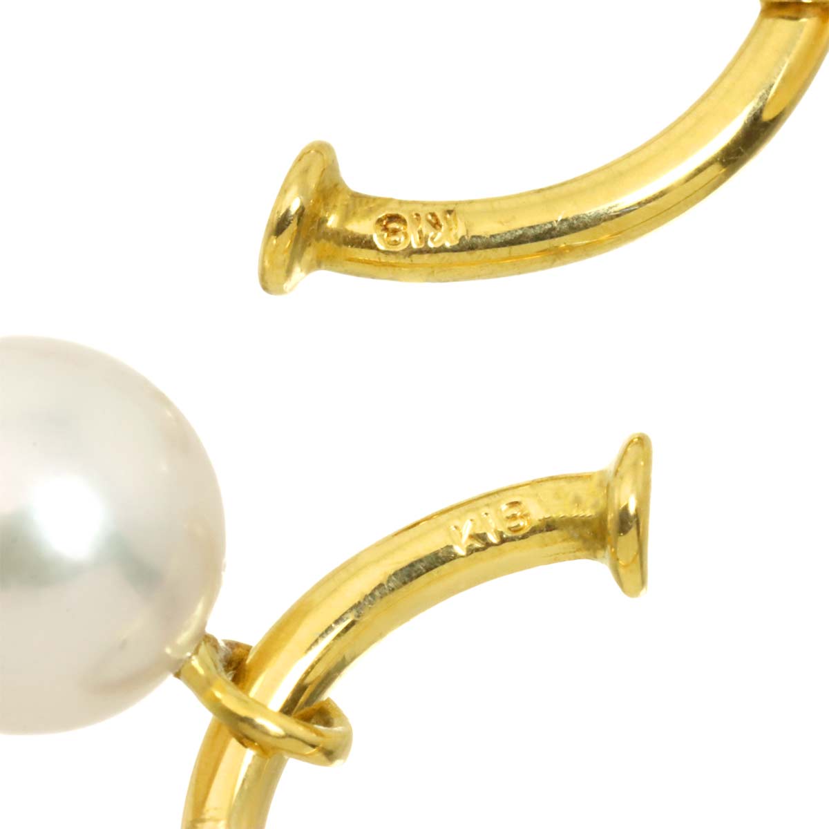 Akoya Pearl 7.0mm Earrings Pierced 18K YG 750