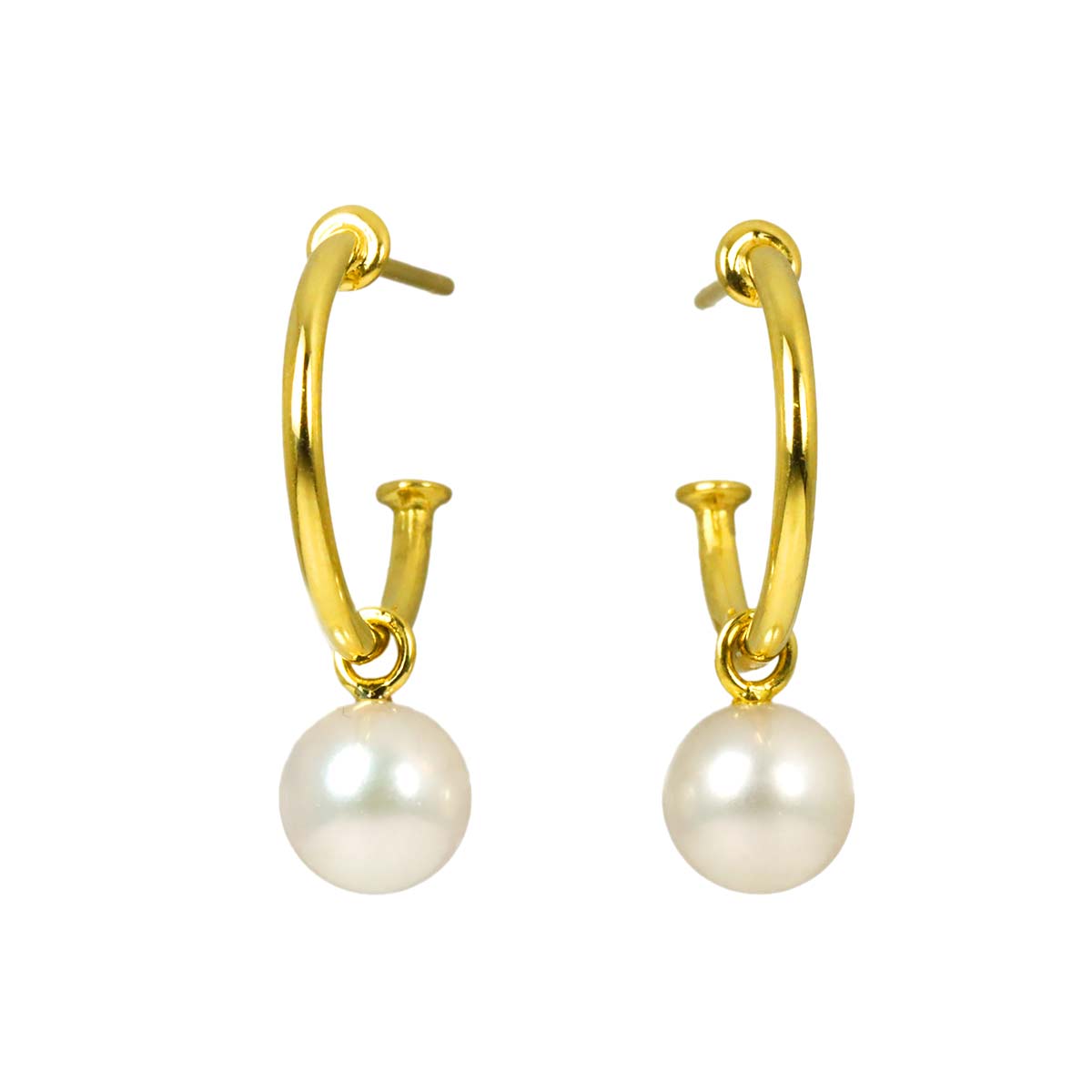 Akoya Pearl 7.0mm Earrings Pierced 18K YG 750