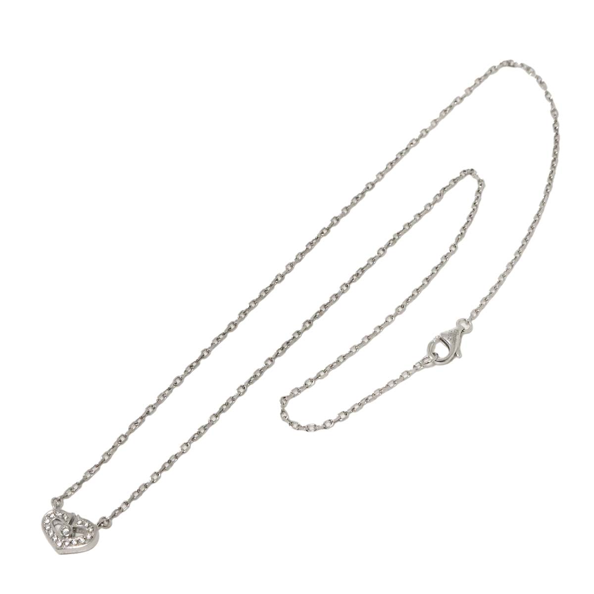 C Heart Diamond Necklace 18K White Gold 750