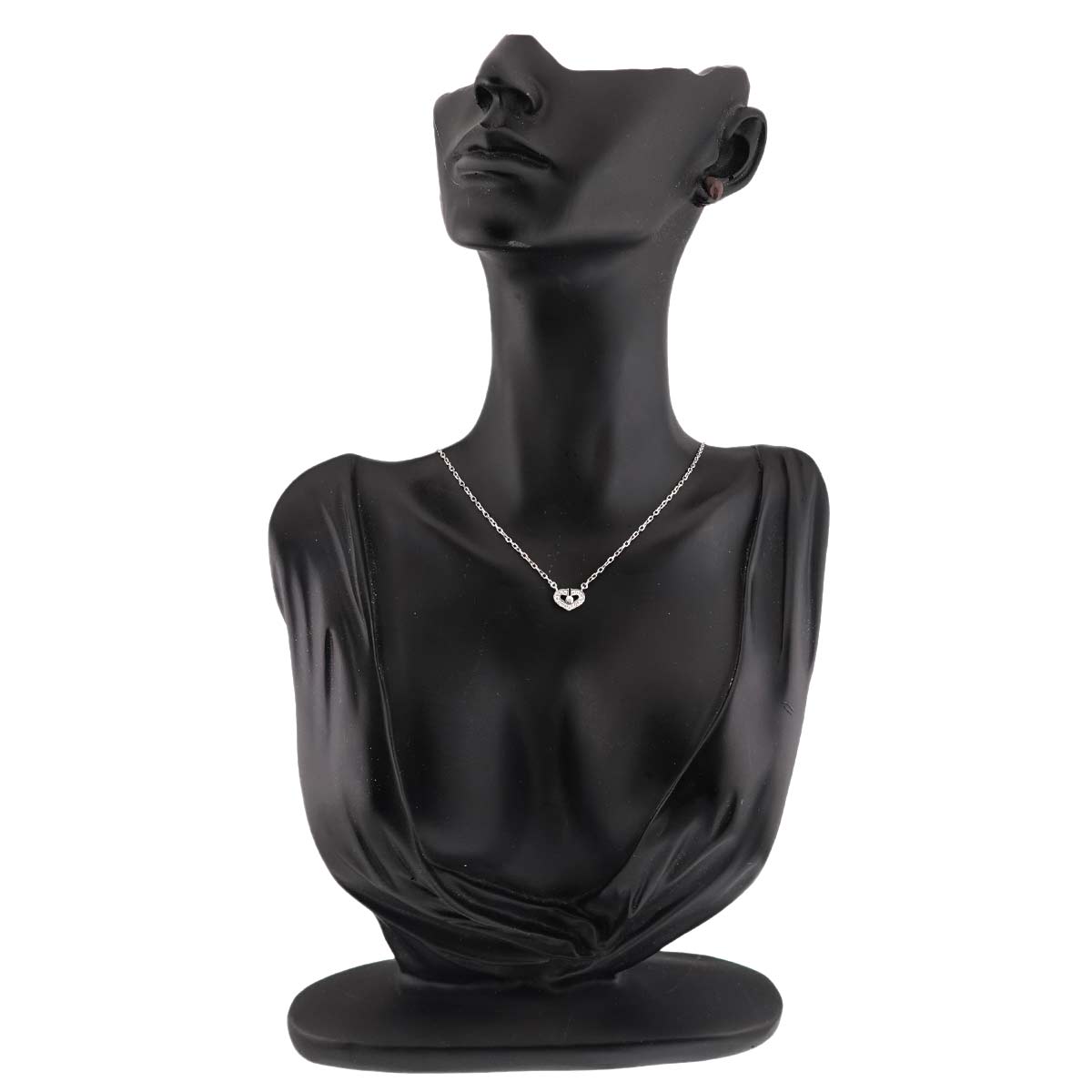 C Heart Diamond Necklace 18K White Gold 750