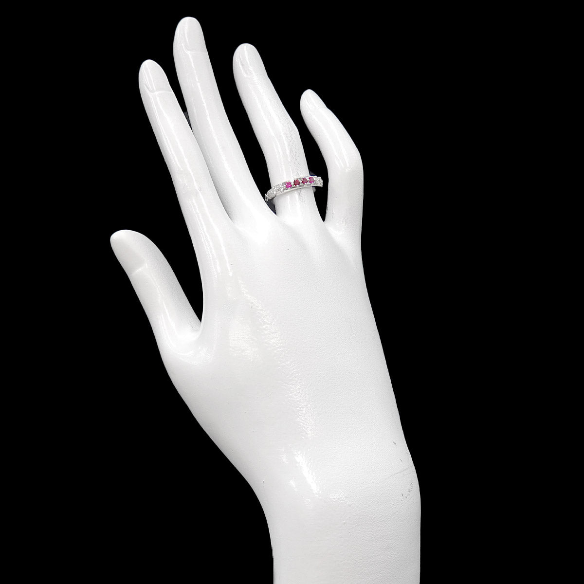 Ruby Sapphire Diamond Ring 18K White Gold 750 Size10 5.25(US)