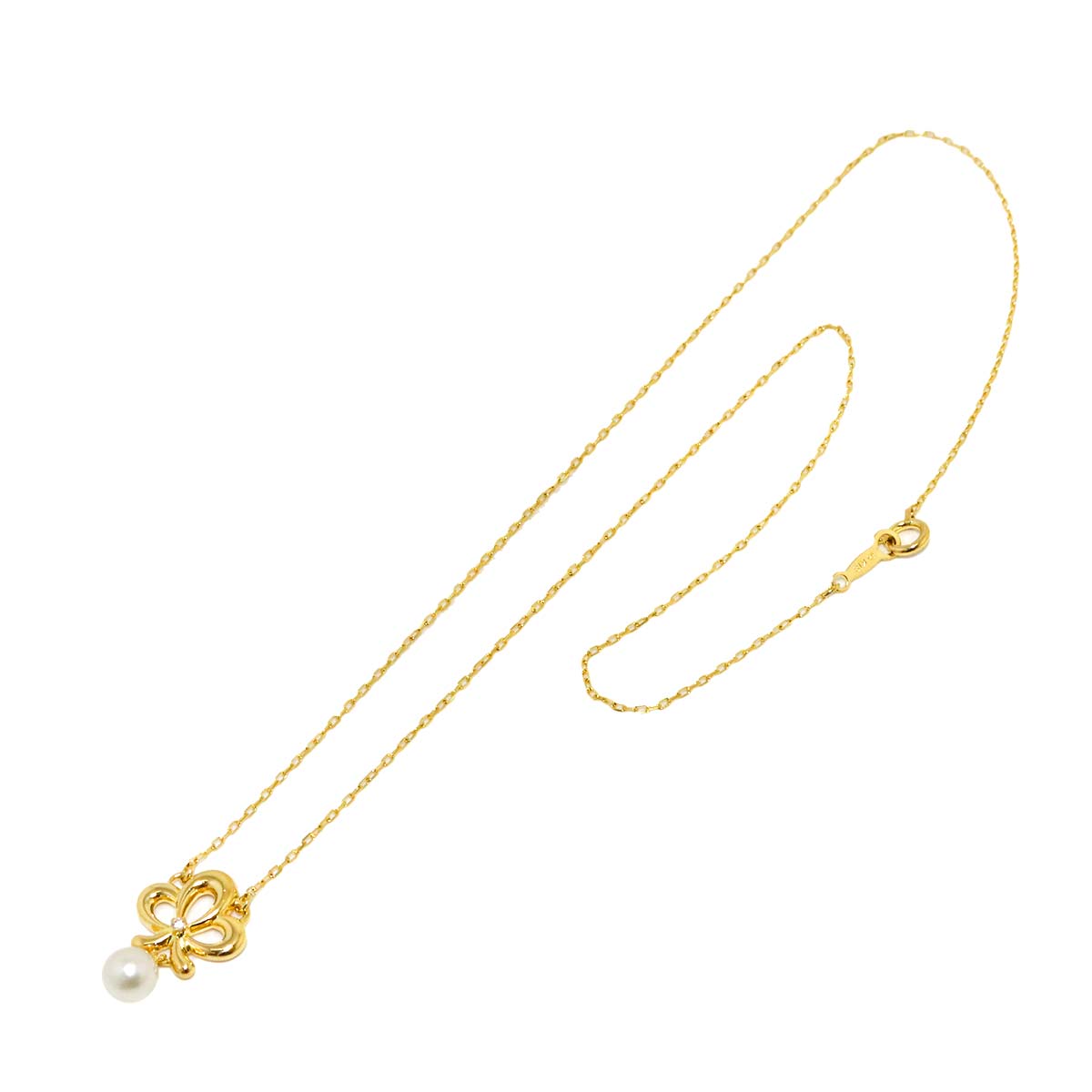 Akoya Pearl 5.5mm Diamond Necklace 18K Yellow Gold 750