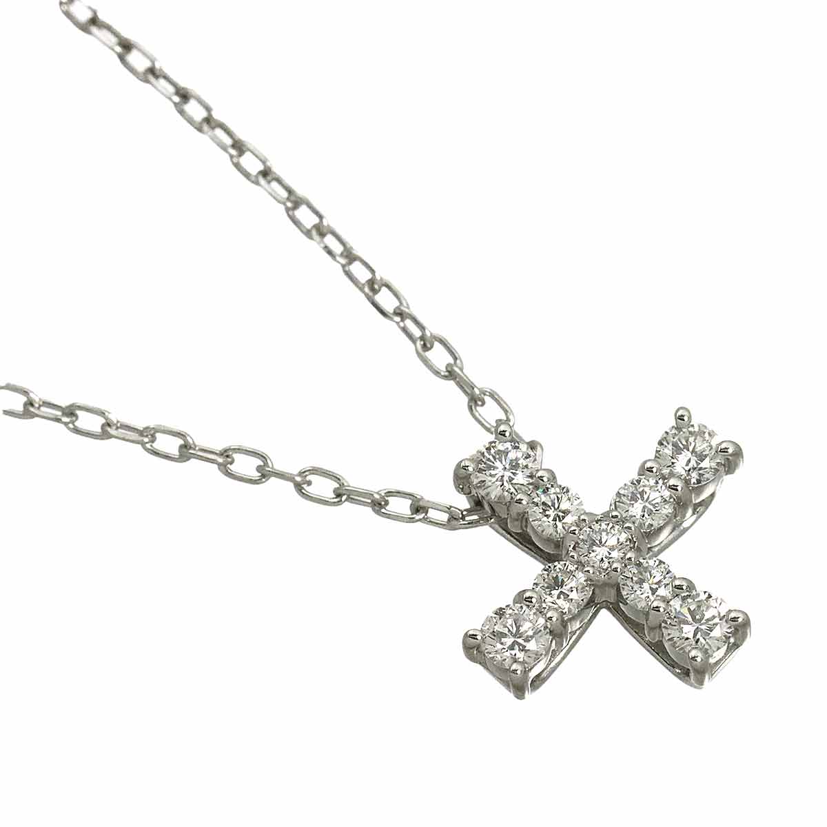 Diamond 0.31ct Cross Necklace 18K White Gold 750