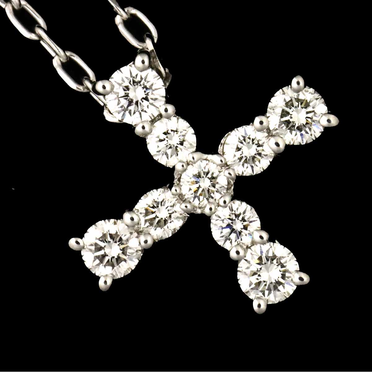 Diamond 0.31ct Cross Necklace 18K White Gold 750