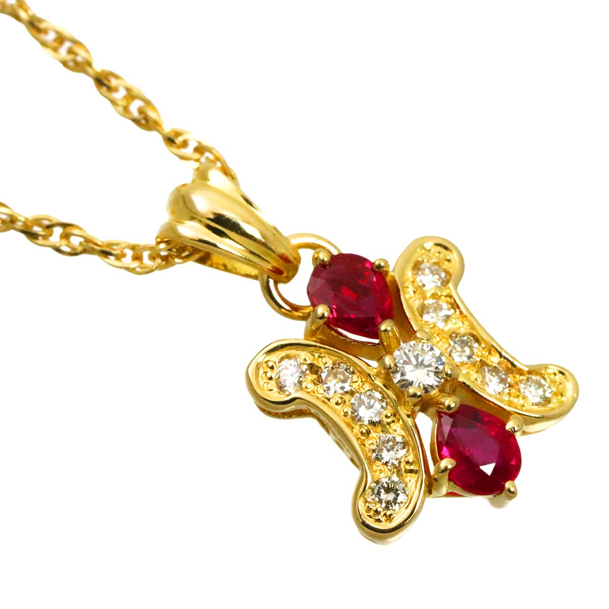 Triomphe Ruby Diamond Necklace K18 Yellow Gold 750