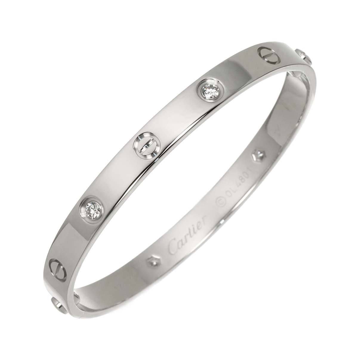 Love Bracelet Diamond 4P Bangle 18K WG 750 Size17