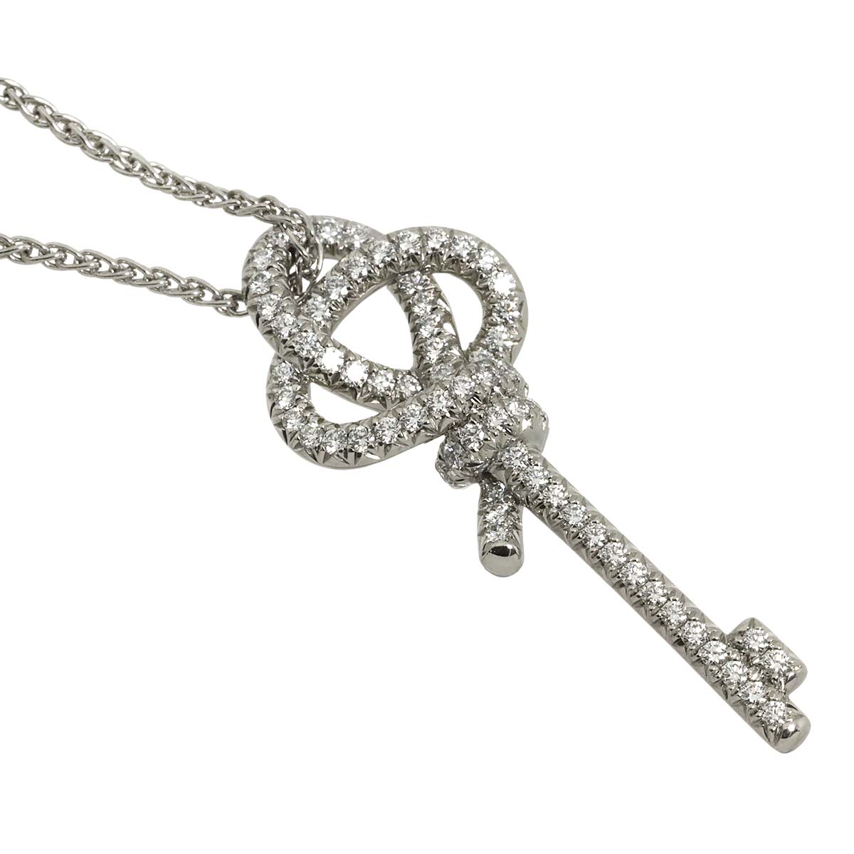 Knot Key Diamond Necklace Platinum
