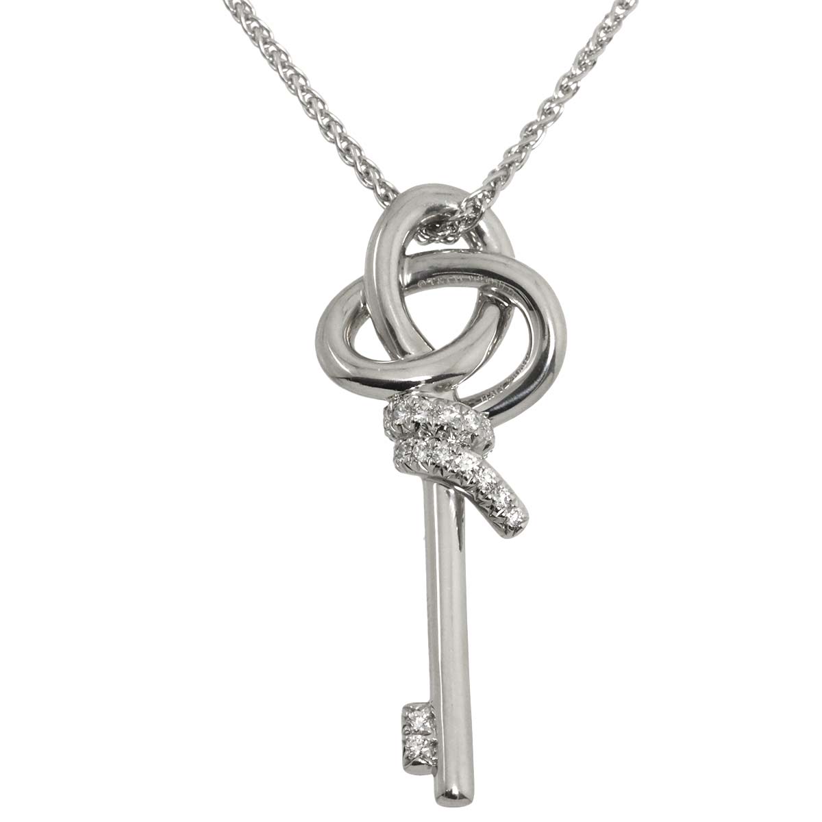 Knot Key Diamond Necklace Platinum