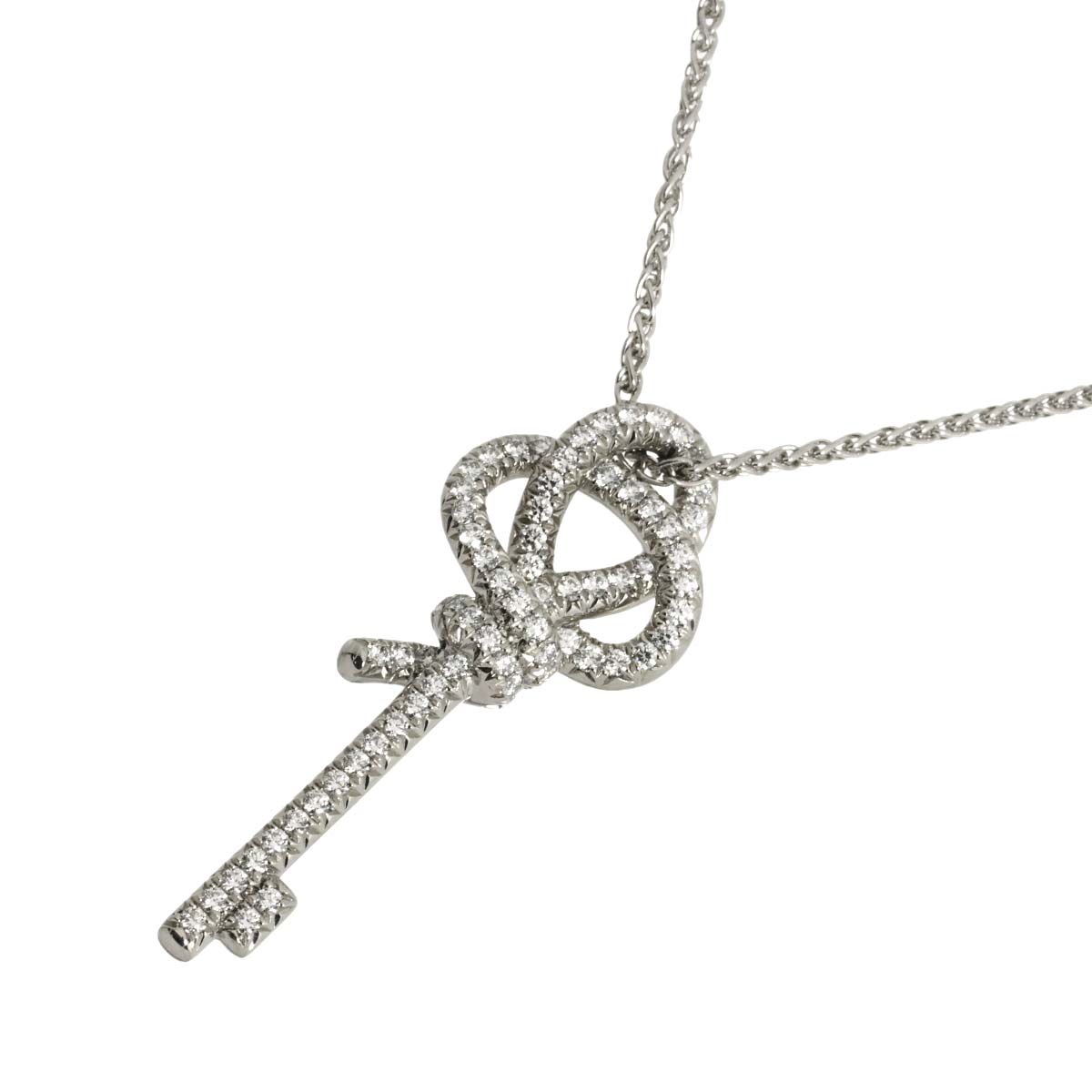 Knot Key Diamond Necklace Platinum