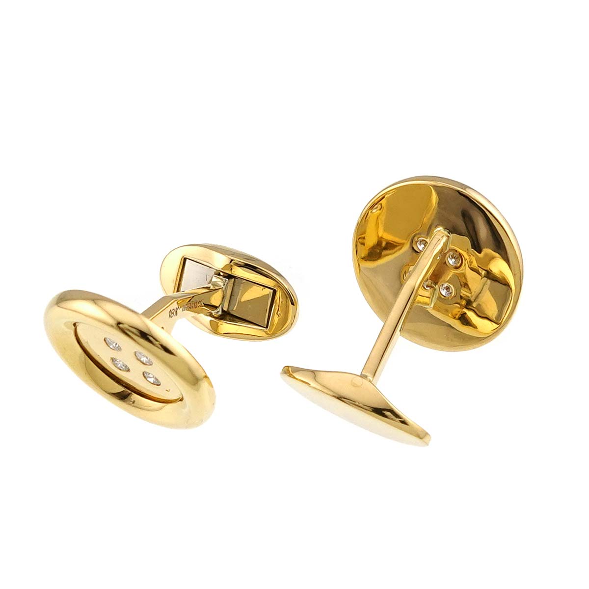 Diamond cuff links 18K Yellow Gold 750