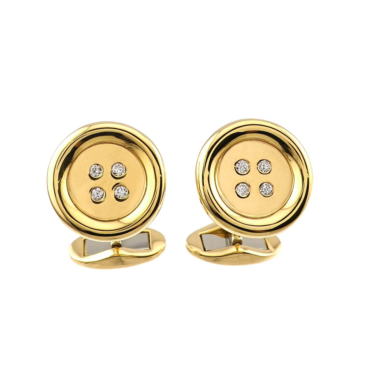 Diamond cuff links 18K Yellow Gold 750