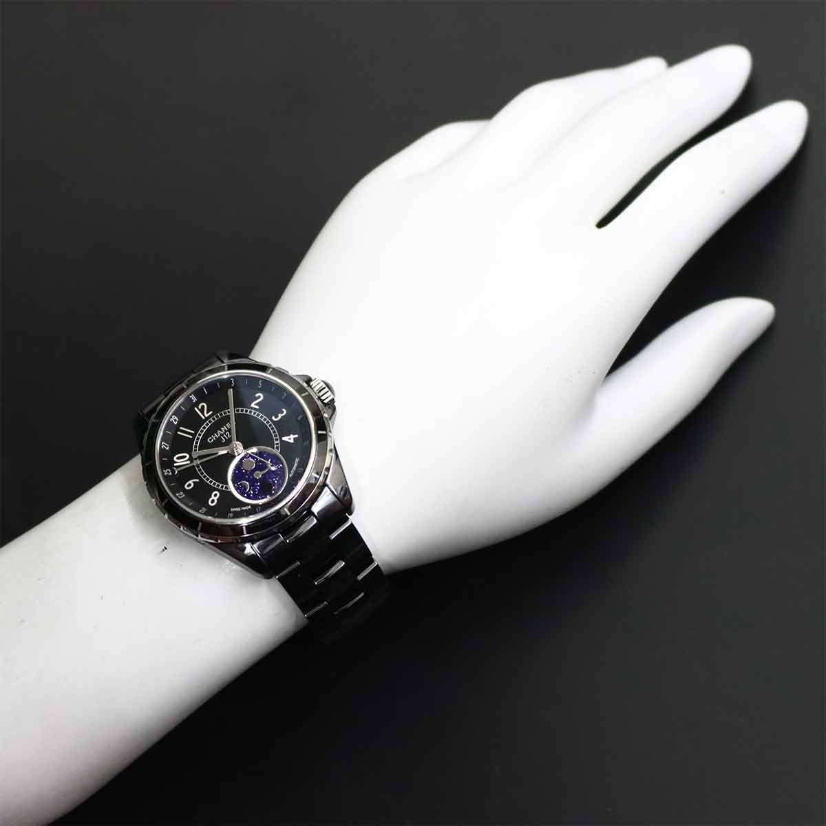 J12 Phase De Lune H3406 Moon phase Automatic Black Dial Mens