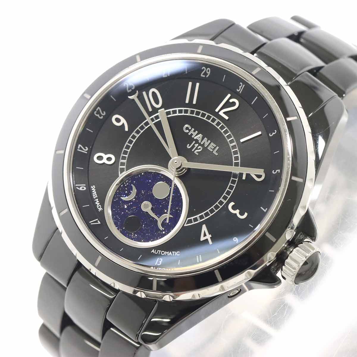 J12 Phase De Lune H3406 Moon phase Automatic Black Dial Mens
