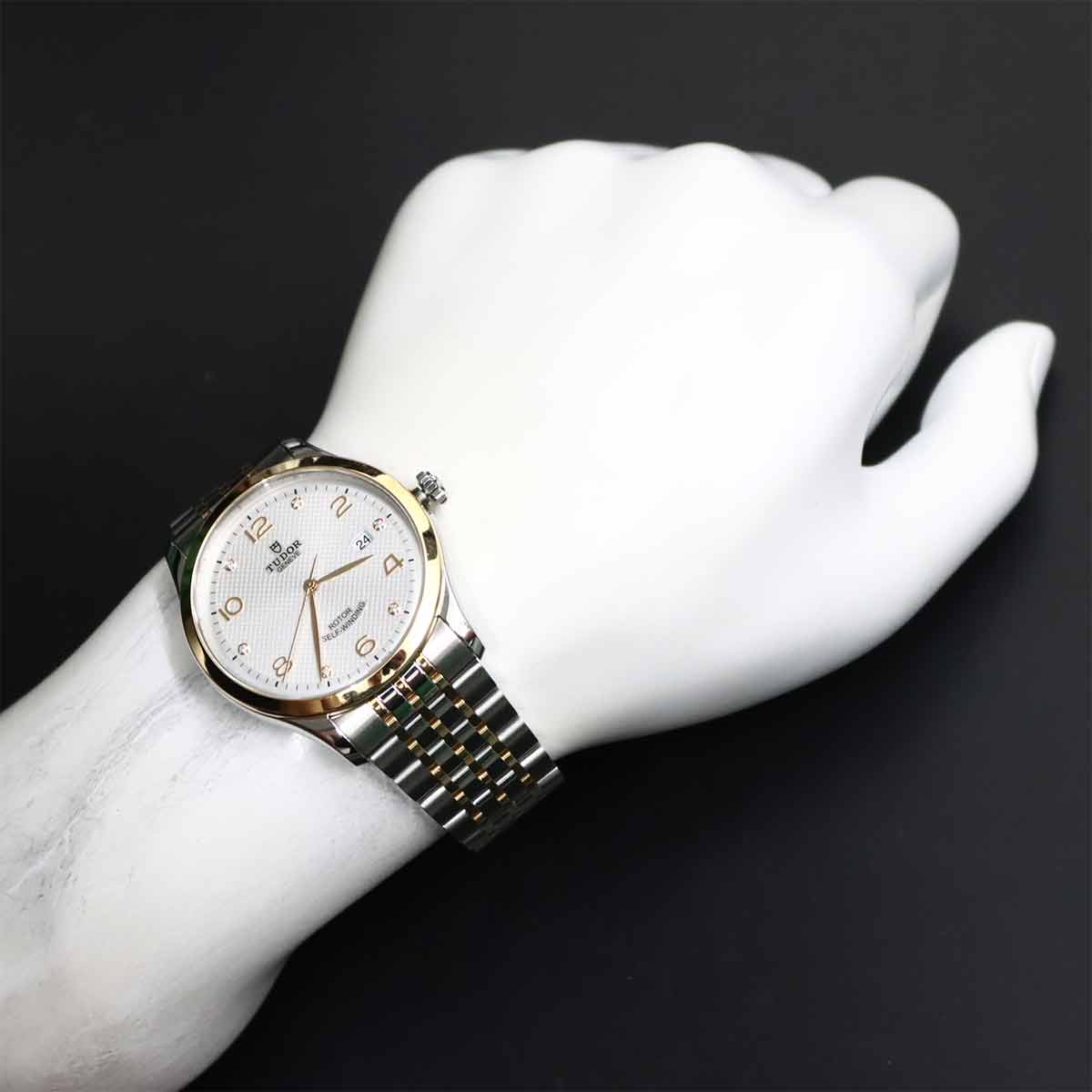 1926 91651 6P Diamond Automatic PG Date Silver Dial Mens Watch