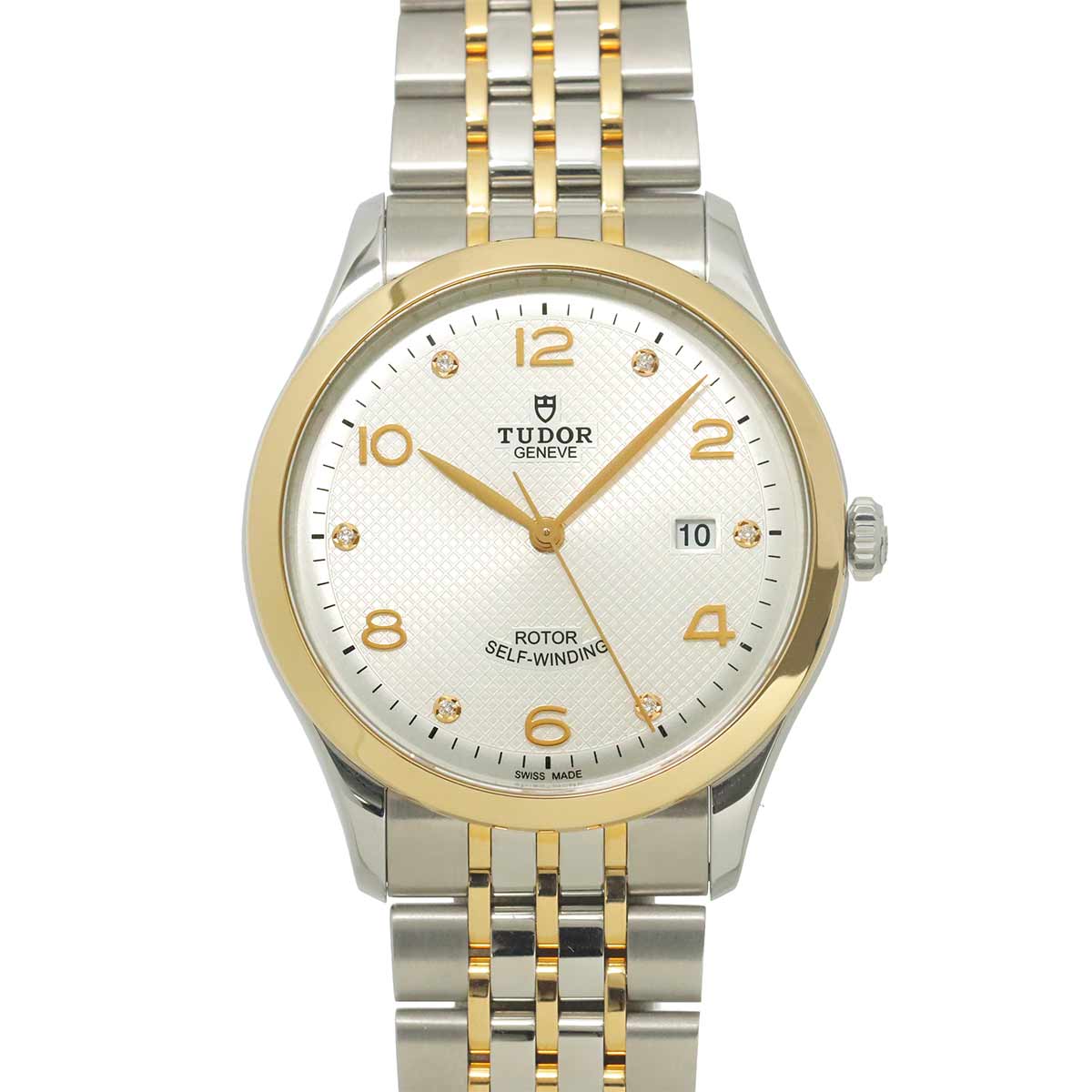 1926 91651 6P Diamond Automatic PG Date Silver Dial Mens Watch