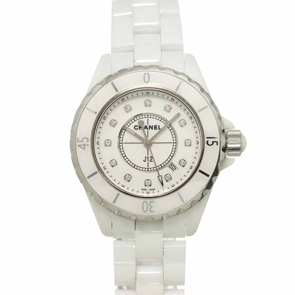 J12 33mm H1628 12P Diamond Quartz White Dial Ladies Watch
