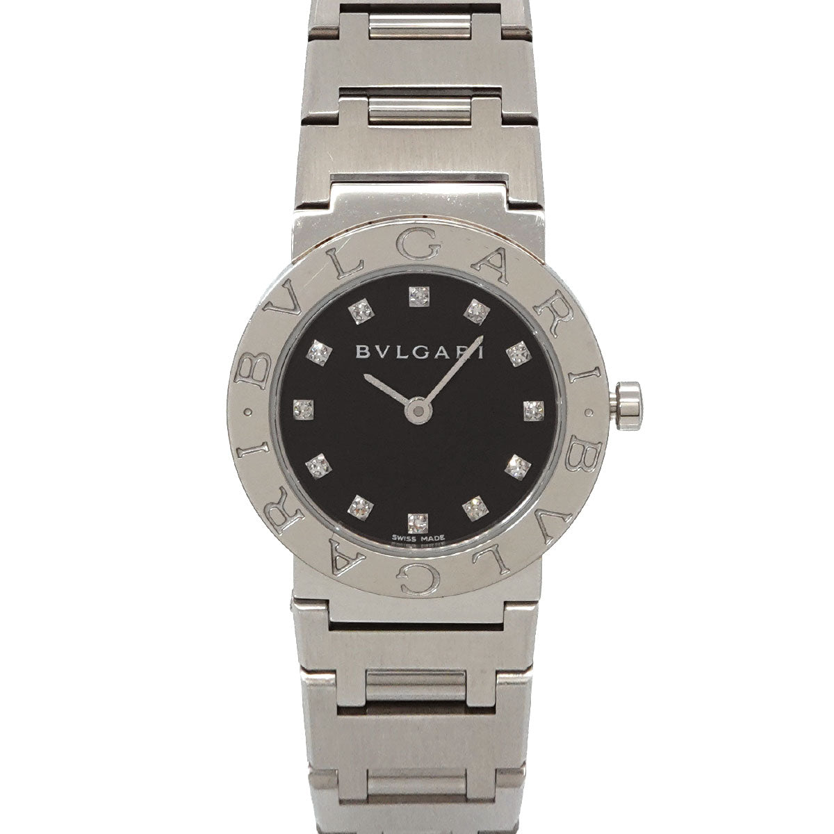 BVLGARIBVLGARI BB26SS 12P Diamond Quartz Black Dial Ladies