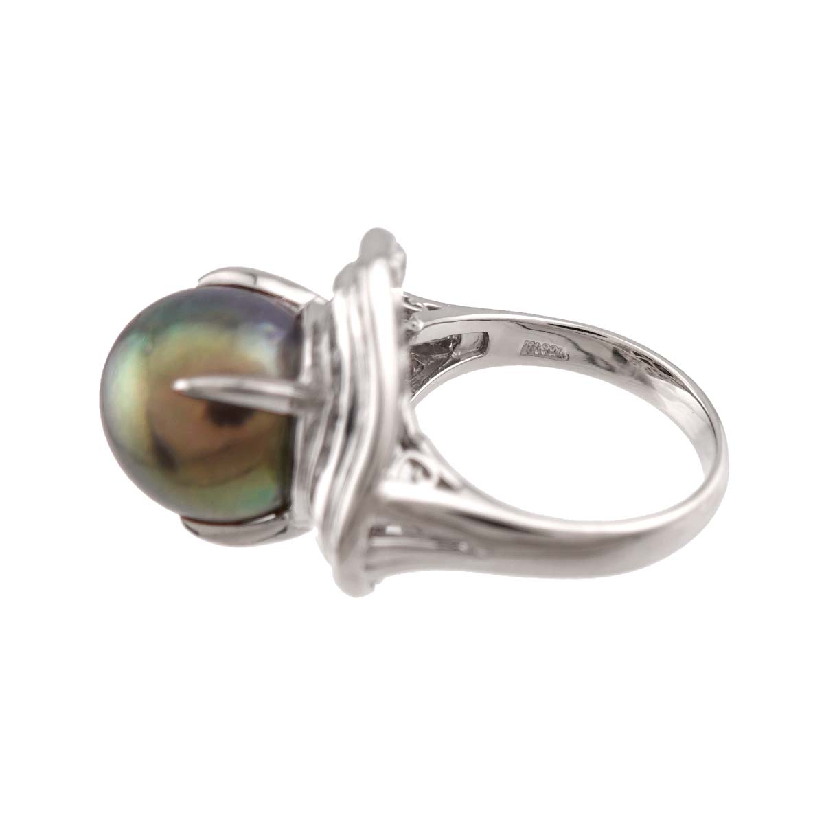 Black South Sea pearl 11.8mm Diamond 1.10ct Ring Pt 6.25-6.5(US)