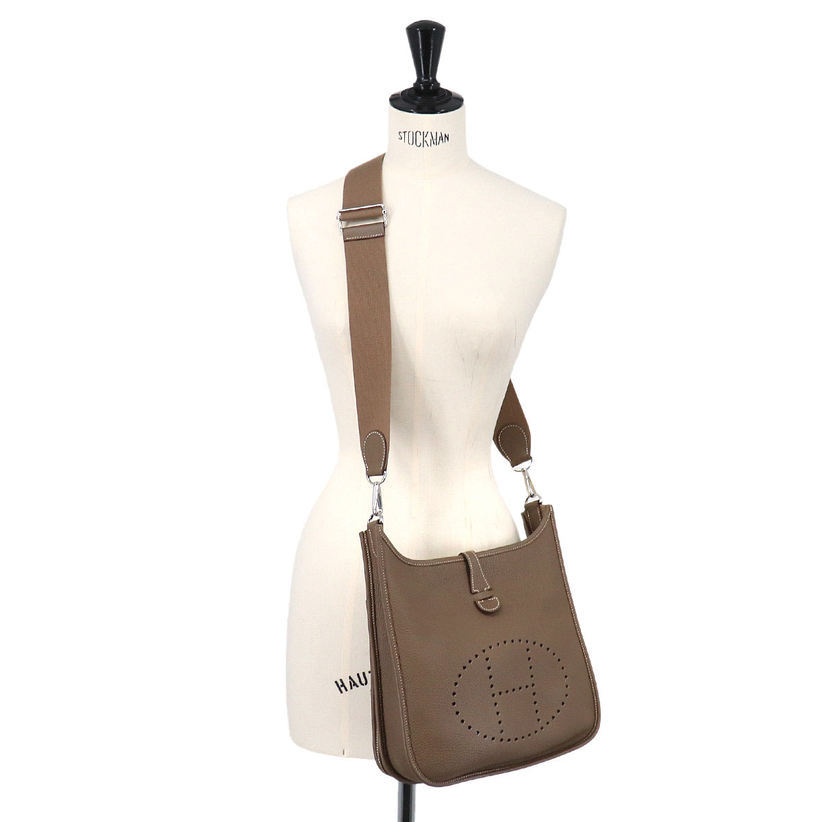 Everlyne 3 PM Shoulder Bag Taurillon Clemence Etoupe Purse