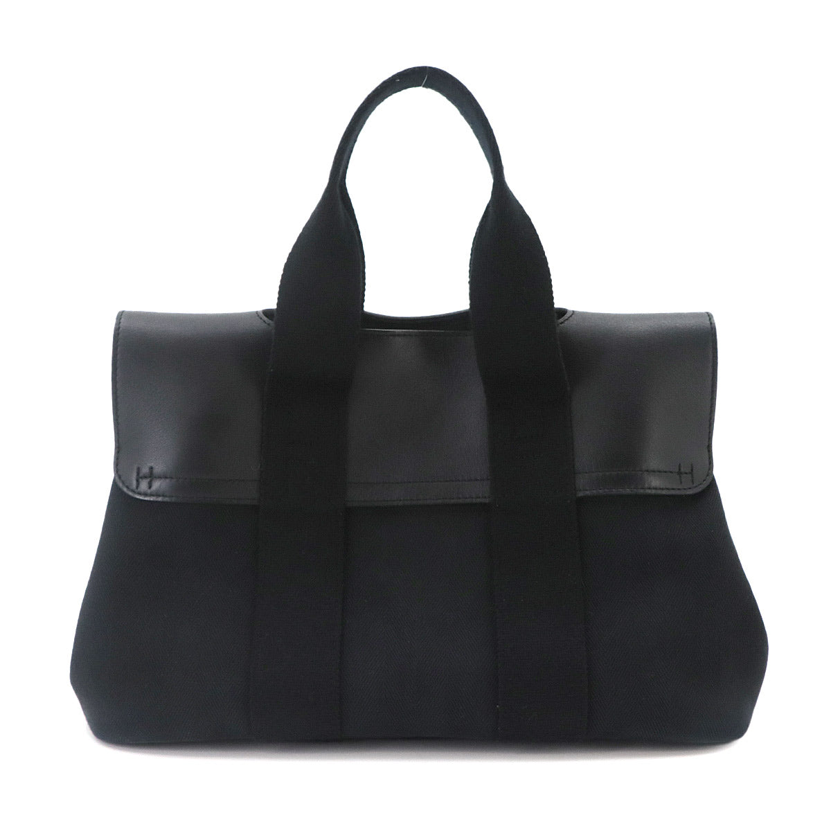 Valparaiso PM Hand Bag Toile Chevron Leather Black Purse