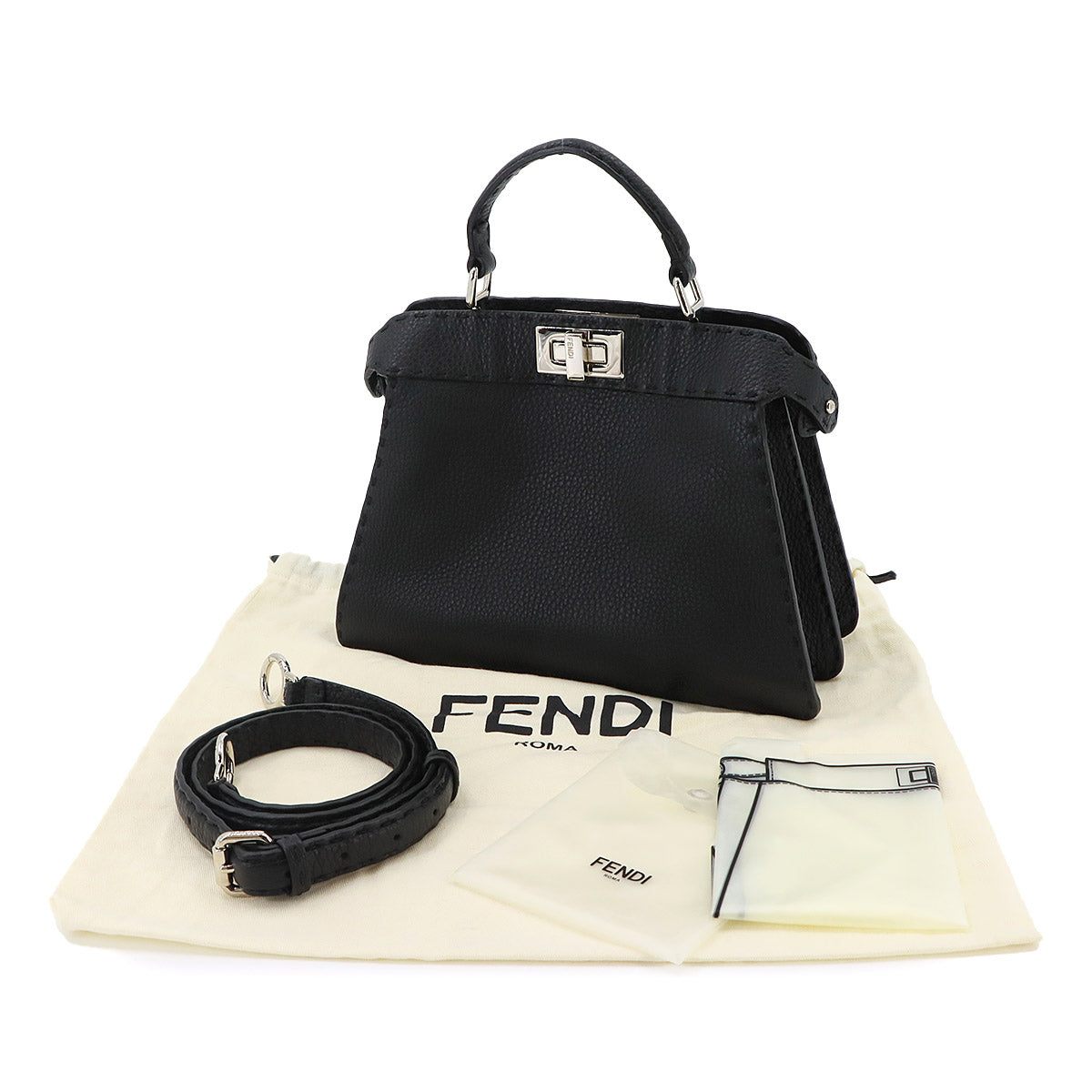 Peekaboo Iseeu SmallHand Shoulder Bag Black Leather 8BN327 Purse