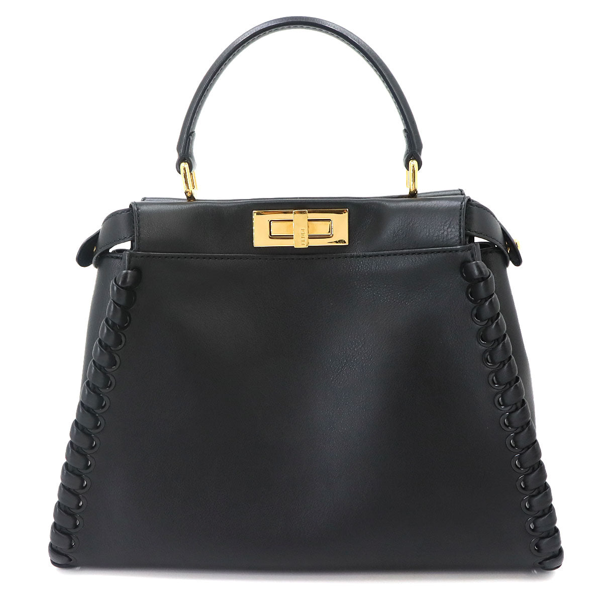 Peekaboo Regular 2way Hand Bag Leather Nero 8BN290 Interlaced