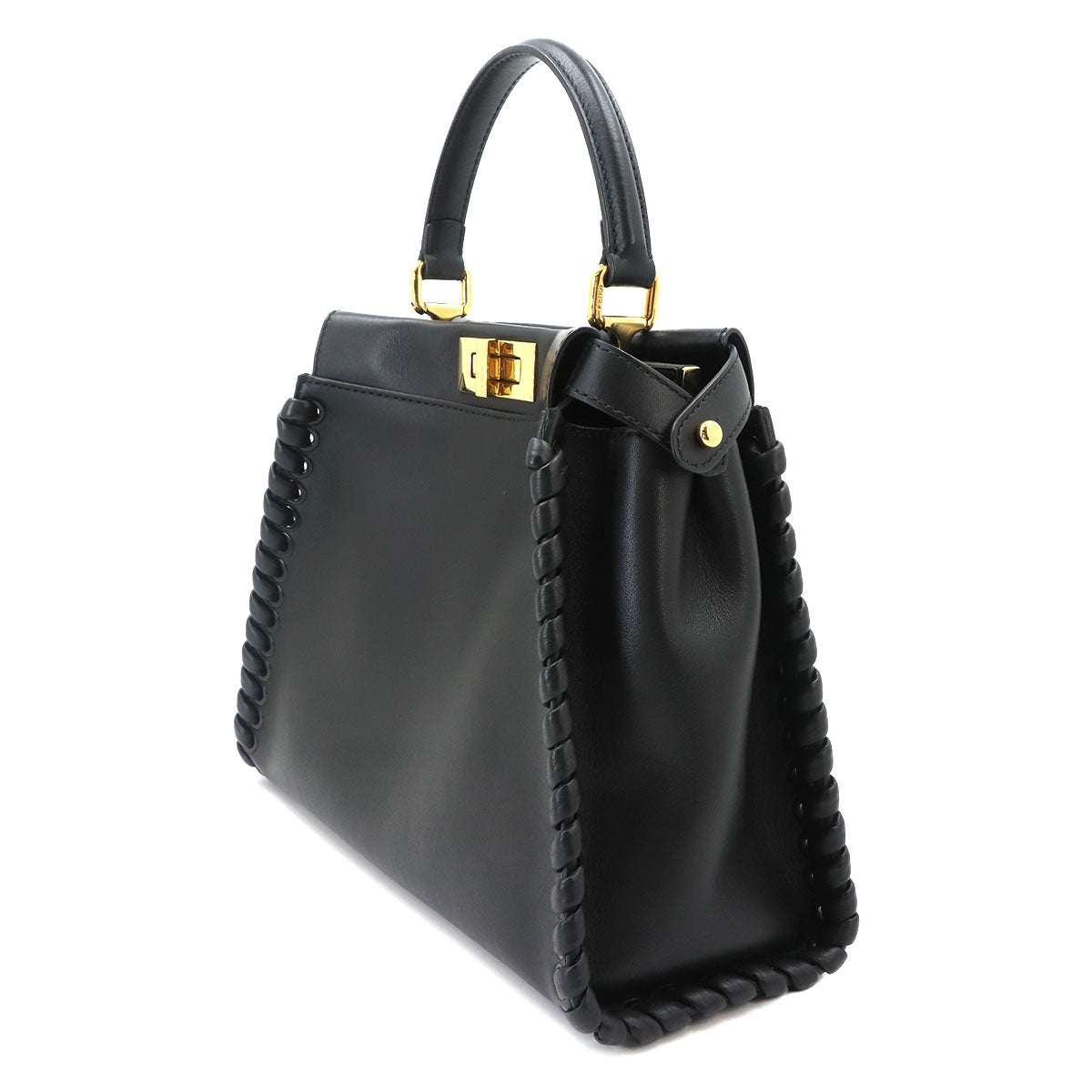 Peekaboo Regular 2way Hand Bag Leather Nero 8BN290 Interlaced