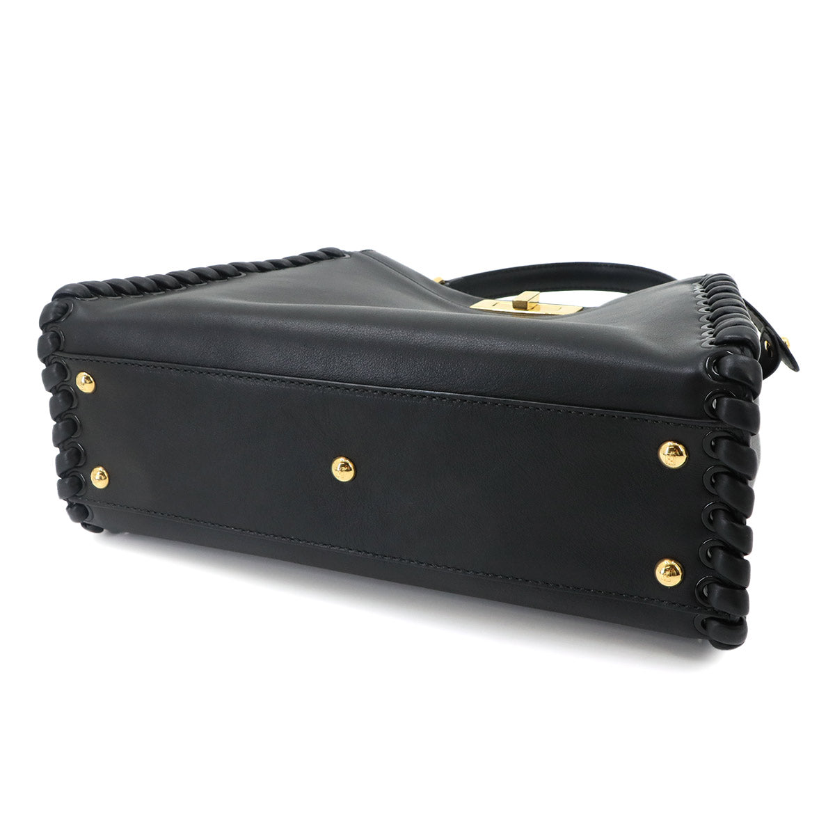 Peekaboo Regular 2way Hand Bag Leather Nero 8BN290 Interlaced