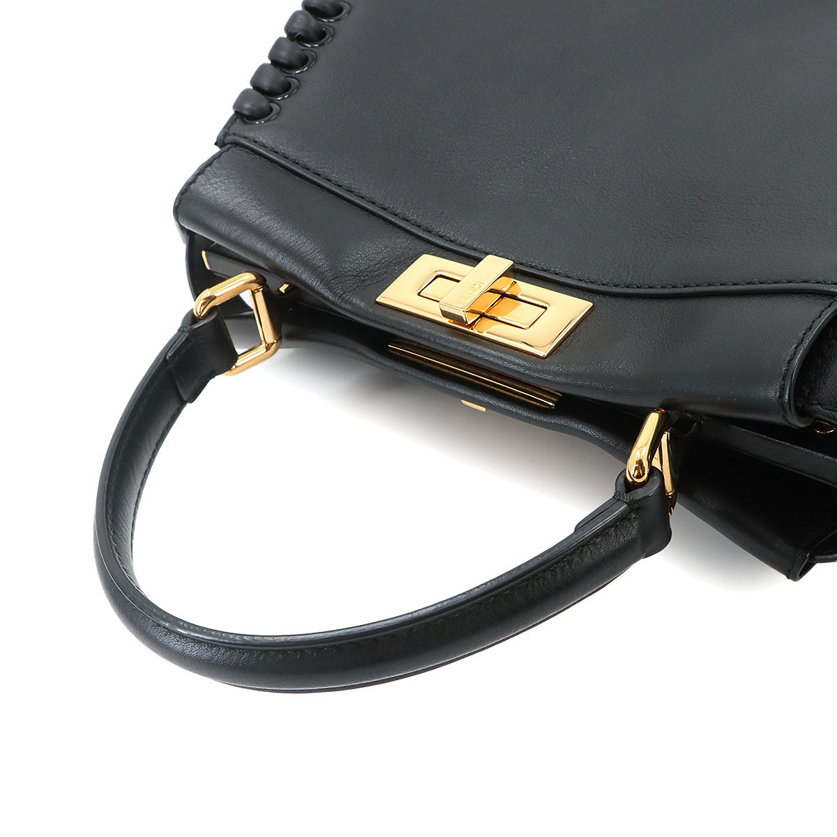 Peekaboo Regular 2way Hand Bag Leather Nero 8BN290 Interlaced