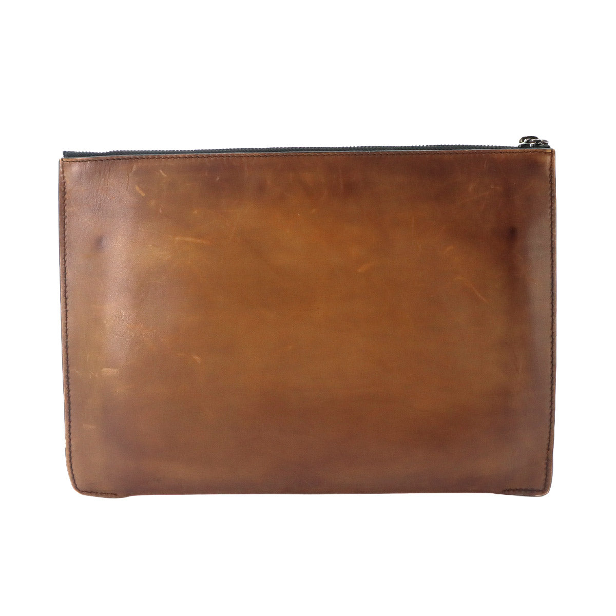 Clutch Bag Leather Brown Logos Purse