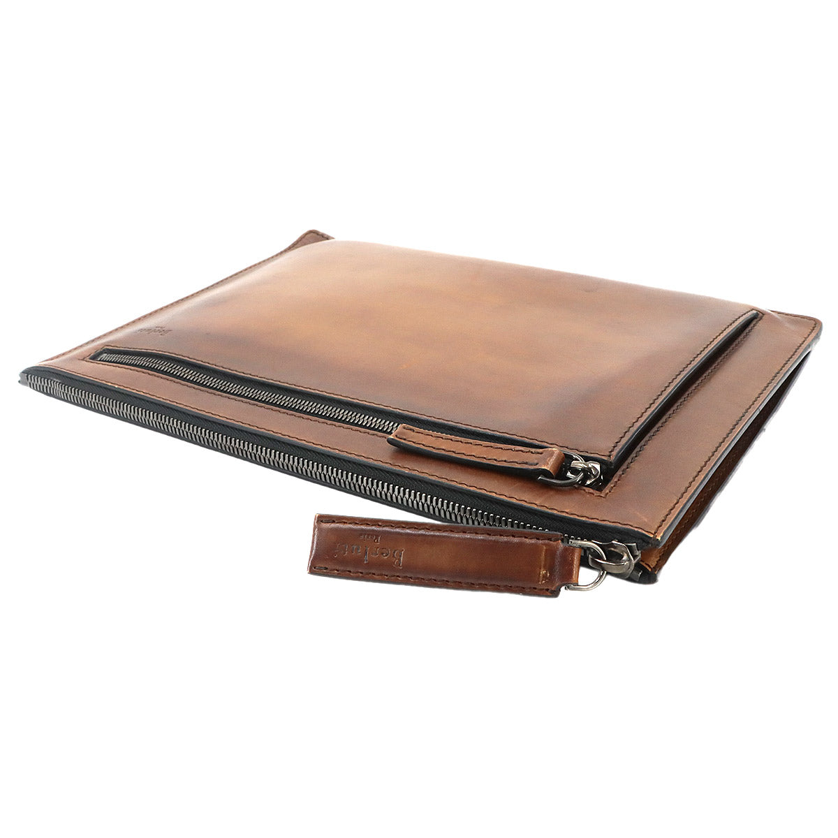 Clutch Bag Leather Brown Logos Purse