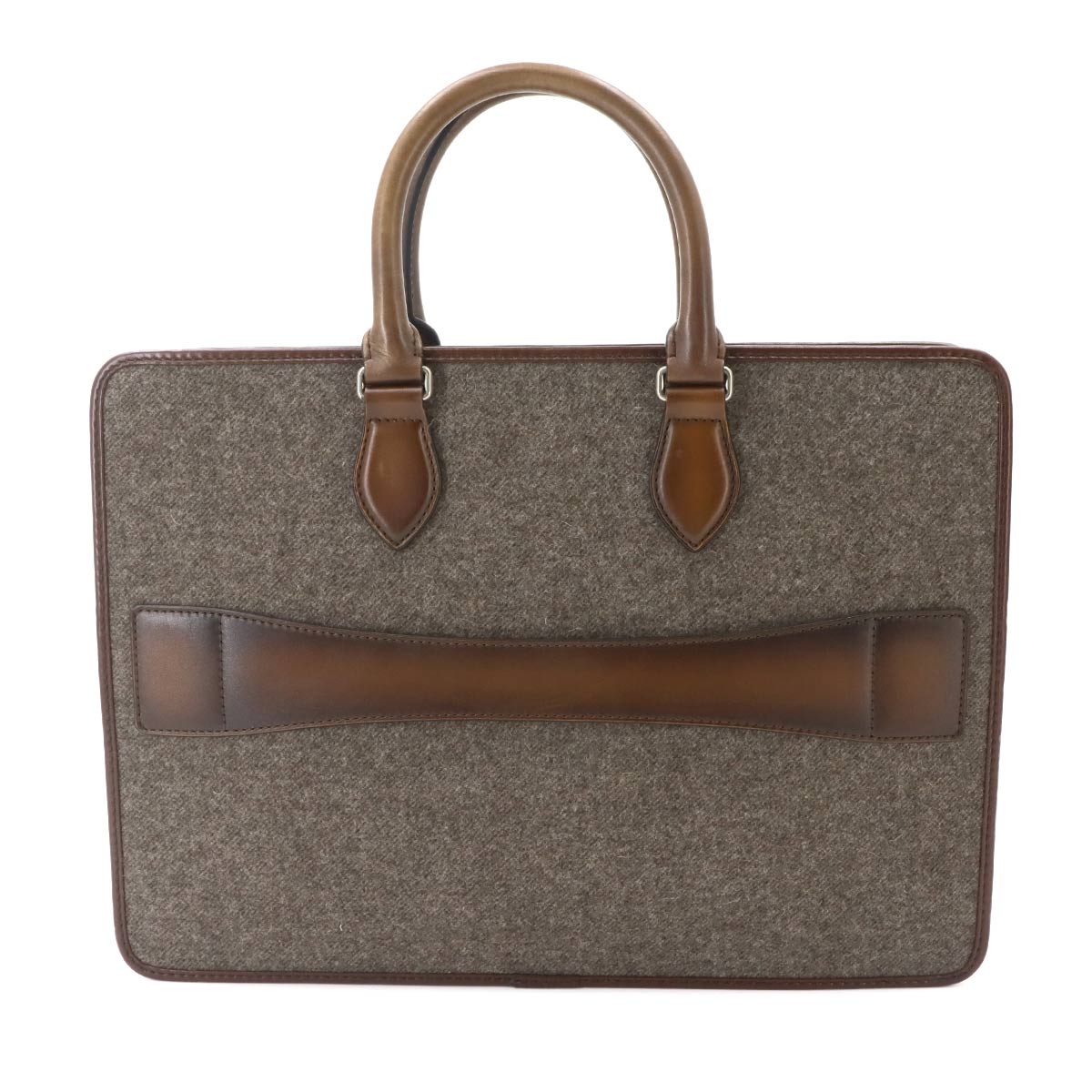 Un Jour Briefcase Business Bag Wool Venezia Leather Brown