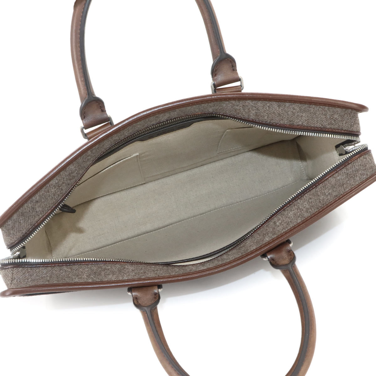 Un Jour Briefcase Business Bag Wool Venezia Leather Brown